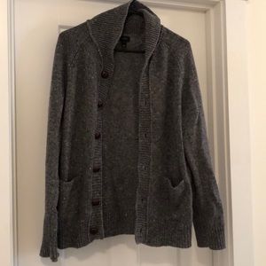 J Crew Gray Wool Shawl Collar Cardigan